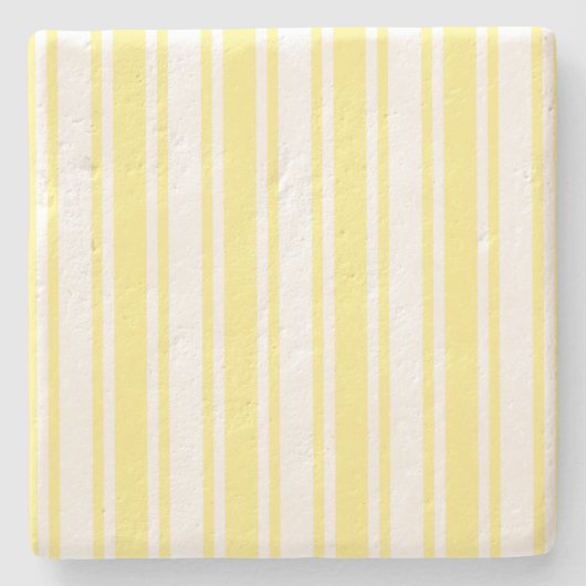 Zitronengelbe und weiße Süßigkeitsstreifen Steinuntersetzer (Vorderseite)