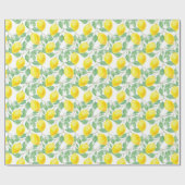 Zitronengelbe, weiße, grüne Sommermuster Geschenkpapier (Flach)