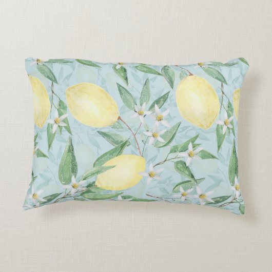 Zitronengelbe Zitrusfrüchte Dekokissen (Rückseite)