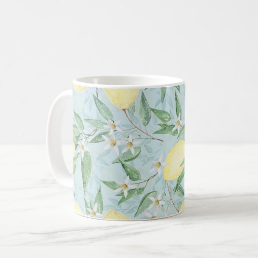 Zitronengelbe Zitrusfrüchte Kaffeetasse (Vorderseite Links)