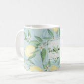 Zitronengelbe Zitrusfrüchte Kaffeetasse (Vorderseite Links)