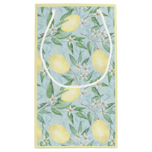 Zitronengelbe Zitrusfrüchte Kleine Geschenktüte (Rückseite)