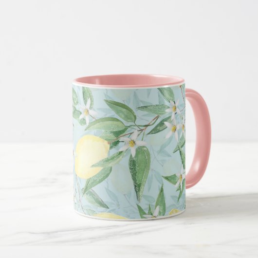 Zitronengelbe Zitrusfrüchte Tasse (VorderseiteRechts)