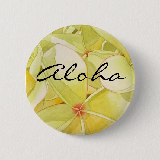 Zitronengelber Frangipani Aloha Button (Vorderseite)