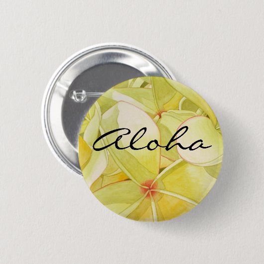 Zitronengelber Frangipani Aloha Button (Vorne & Hinten)