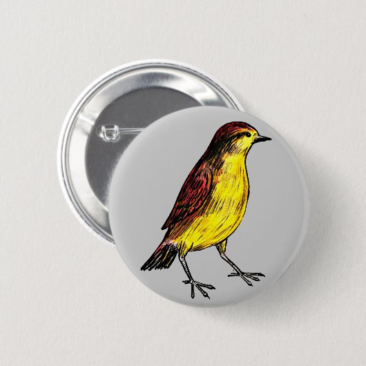 Zitronengelber Vogel Button (Vorne & Hinten)