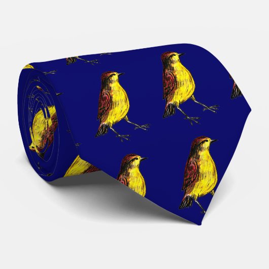 Zitronengelber Vogel Krawatte (Gerollt)