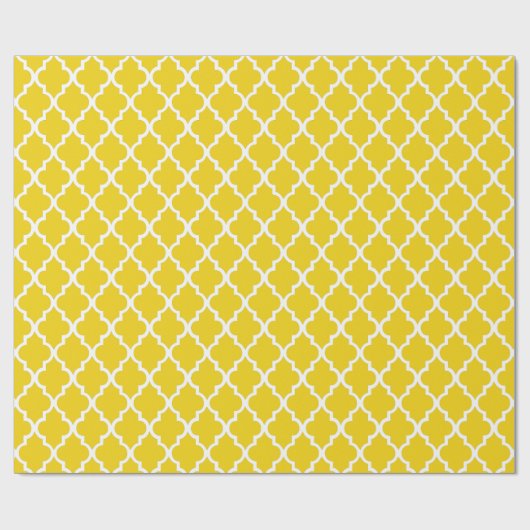 Zitronengelbes Quatrefoil deckt Muster mit Ziegeln Geschenkpapier (Flach)