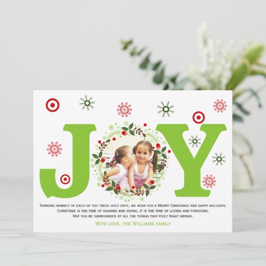 Zitronengrün Joy und Weihnachten Blumenkranz Foto (Stehend Vorderseite)