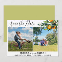 Zitronengrün Orangen Save the Date Foto