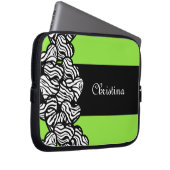 Zitronengrün Schwarz-weißer Zebramuster Herzname Laptopschutzhülle (Vorne Rechts)