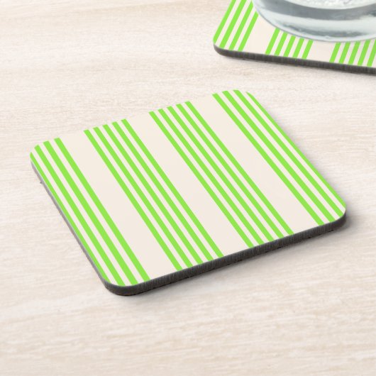 Zitronengrün und Beige, fünf Streifen Getränkeuntersetzer (Linke Seite)