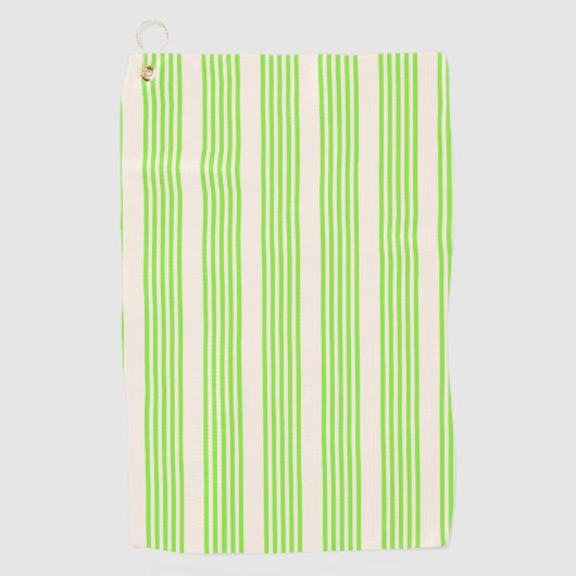 Zitronengrün und Beige, fünf Streifen Golfhandtuch (Vorderseite)