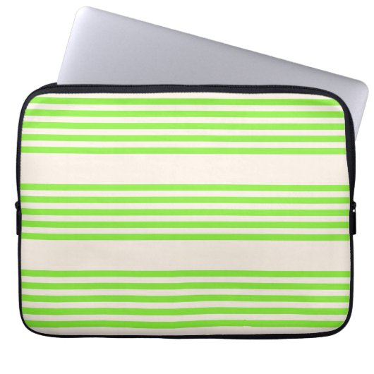 Zitronengrün und Beige, fünf Streifen Laptopschutzhülle (Vorderseite)