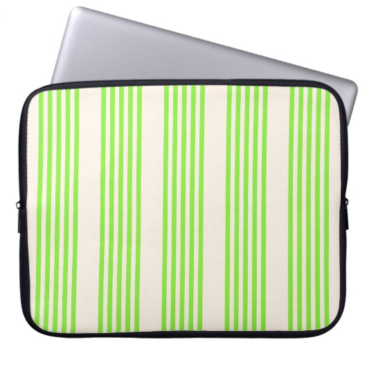 Zitronengrün und Beige, fünf Streifen Laptopschutzhülle (Vorderseite)