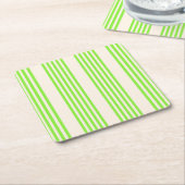 Zitronengrün und Beige, fünf Streifen Rechteckiger Pappuntersetzer (angewinkelt)