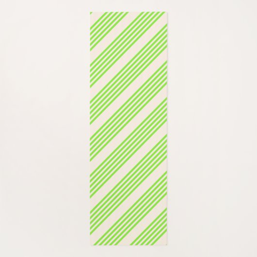 Zitronengrün und Beige, fünf Streifen Yogamatte (Rückseite)