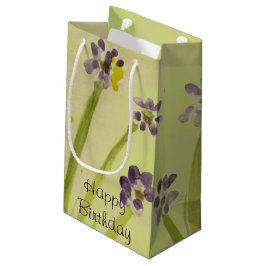 Zitronengrün und lila Blumen Kleine Geschenktüte