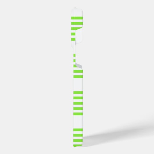 Zitronengrün und weiß, fünf Streifen Muster iPhone Hülle (Linke Seite)