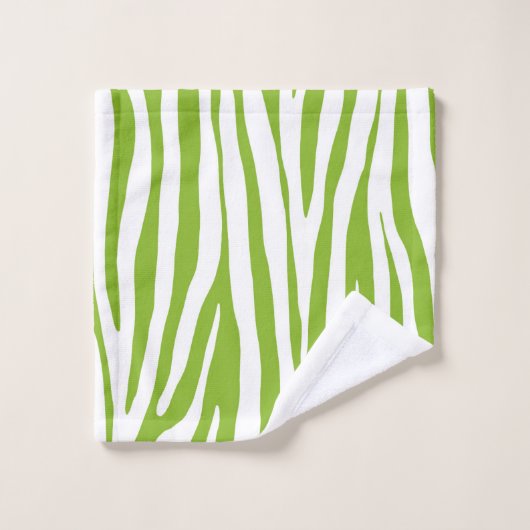 Zitronengrün-weiße Zebramuster Badhandtuch Set (Waschlappen)