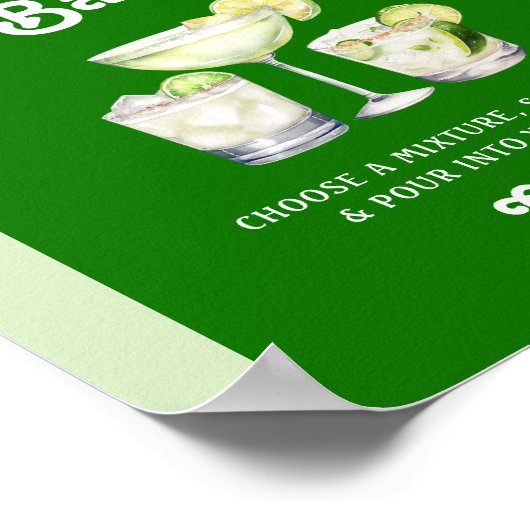 Zitronengrün Zitrus Retro Tequila Bar Poster (Ecke)