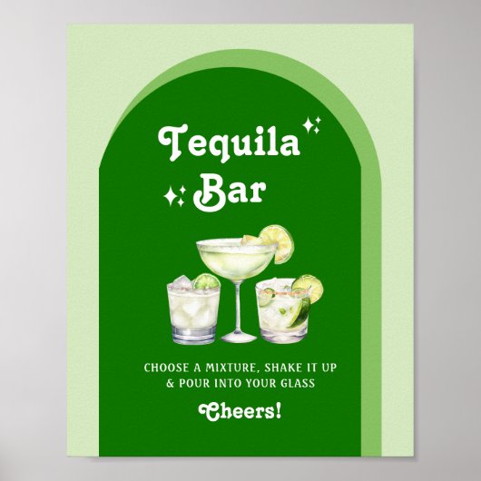 Zitronengrün Zitrus Retro Tequila Bar Poster (Vorne)