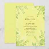 Zitronengrüne Blätterhochzeit Einladung (Vorne/Hinten)