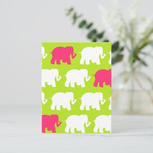 Zitronengrüne Elefanten Postkarte (Stehend Vorderseite)