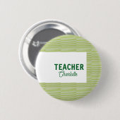 Zitronengrüne weiße Streifen Lehrer Professor Name Button (Vorne & Hinten)