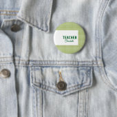 Zitronengrüne weiße Streifen Lehrer Professor Name Button (Beispiel)
