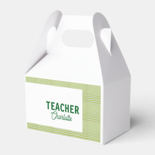 Zitronengrüne weiße Streifen Lehrer Professor Name Geschenkschachtel