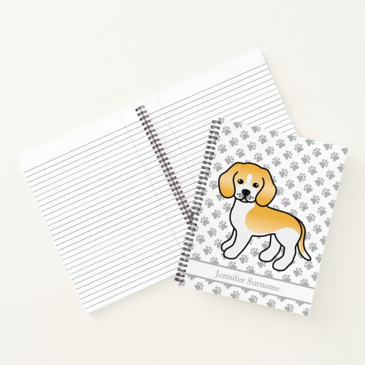 Zitronenhund und Weißer Beagle Niedlicher Cartoon- Notizblock (Innenseite)