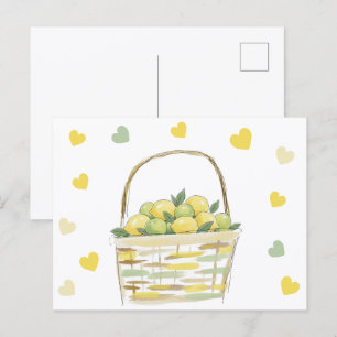 Zitronenkorb Aquarell Postkarte