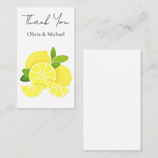 Zitronenlemonen-Zitronenscheiben tropische gelbe F Begleitkarte (Vorne/Hinten)