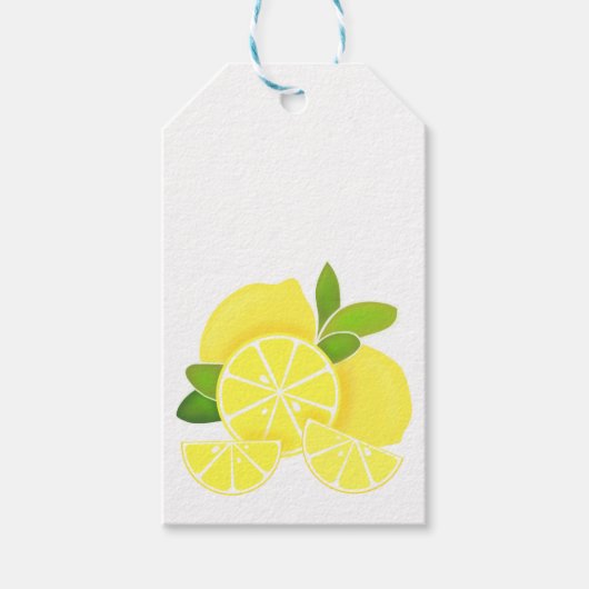 Zitronenlemonen-Zitronenscheiben tropische gelbe F Geschenkanhänger (Vorderseite)