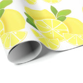 Zitronenlemonen-Zitronenscheiben tropische gelbe F Geschenkpapier (Rolleneckpunkt)