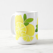 Zitronenlemonen-Zitronenscheiben tropische gelbe F Kaffeetasse (Vorderseite Links)