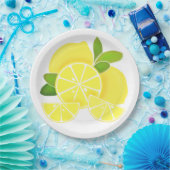 Zitronenlemonen-Zitronenscheiben tropische gelbe F Pappteller (Party)