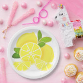 Zitronenlemonen-Zitronenscheiben tropische gelbe F Pappteller (Party)