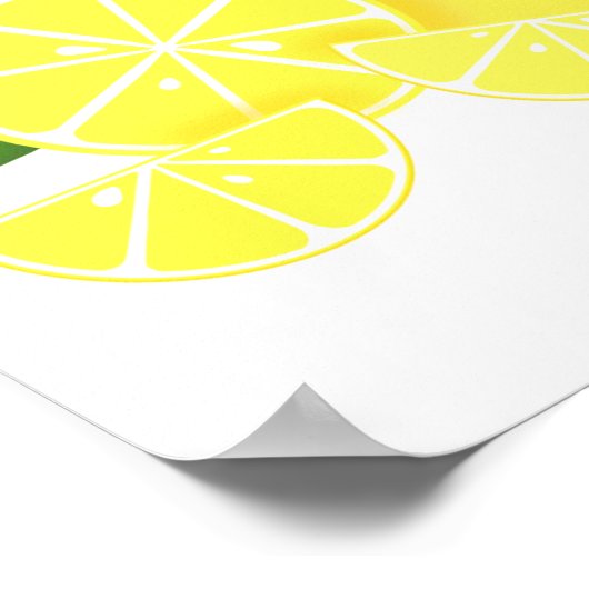 Zitronenlemonen-Zitronenscheiben tropische gelbe F Poster (Ecke)