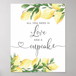 Zitronenliebe und Cupcake-Brautjungfernparty-Schil Poster