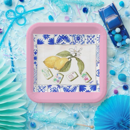 Zitronenmahjong Pappteller (Party)