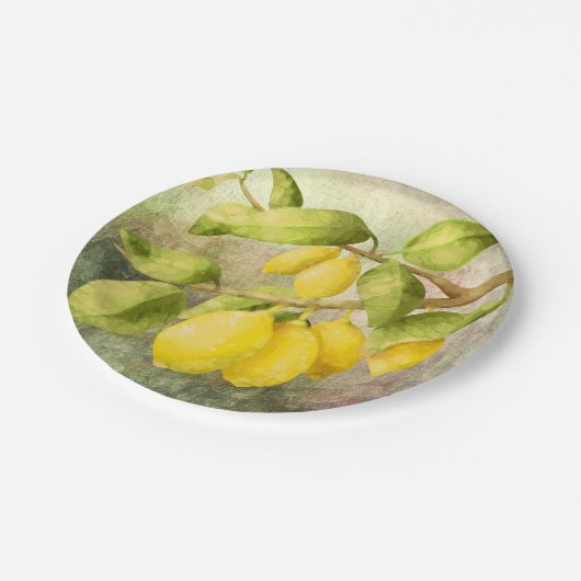Zitronenmalerei Pappteller (Schrägansicht)