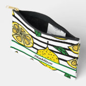Zitronenmuster auf Schwarz-Weiß-Streifen Zubehörtasche (Offen)