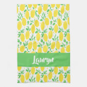 Zitronenmuster des individuellen Namens Geschirrtuch (Vertikal)