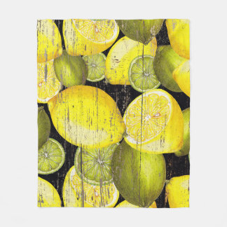 Zitronenmuster: Handgezogenes Holz. Fleecedecke