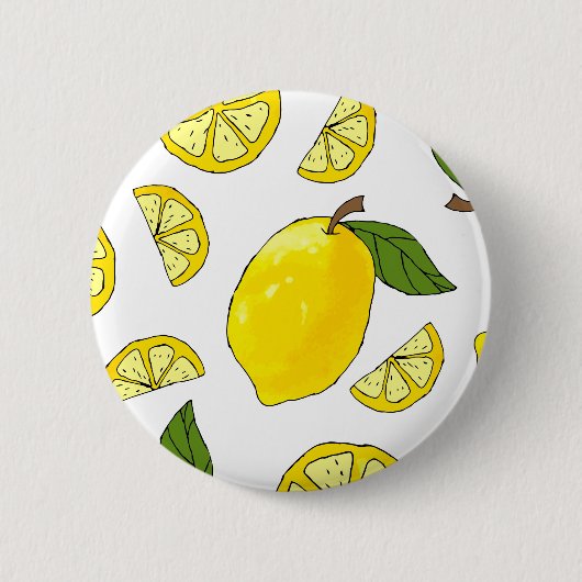 Zitronenmuster Küchenkunstwerk Zitronenmuster Fruc Button (Vorderseite)