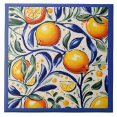Zitronenmuster Mittelmeer Zitrusfrüchte Fliese (Vorderseite)