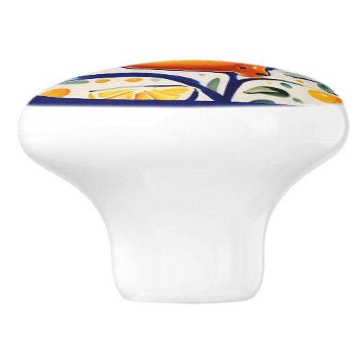 Zitronenmuster Mittelmeer Zitrusfrüchte Keramikknauf (Seitenansicht)