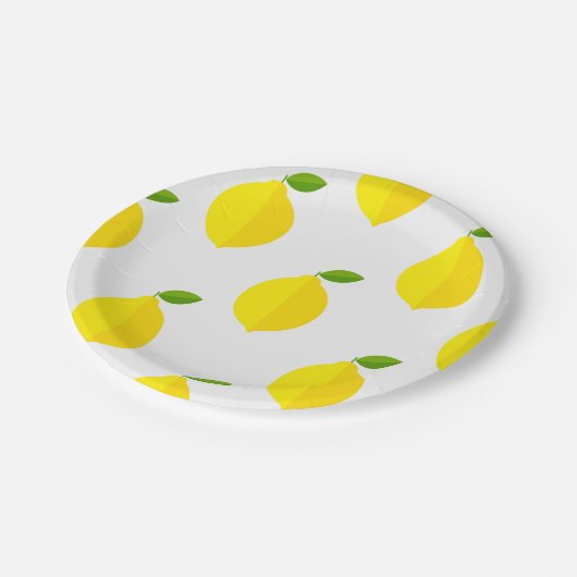 Zitronenmuster Pappteller (Schrägansicht)